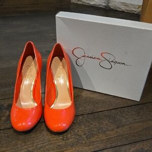 Jessica Simpson Vibrant Spiced Coral Heels